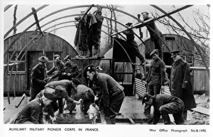 Oct18 Prints: WW2 - Auxiliary Military Pioneer Corps erect Nissen Huts