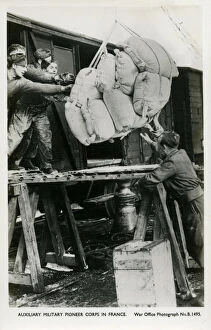 Transporting Gallery: WW2 - Auxiliary Military Pioneer Corps in France - unloading