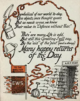 Sandbags Prints: WW2 birthday card, air raid shelter