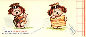 WW2 birthday card, dog in uniform
