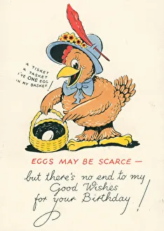 Wishes Prints: WW2 Birthday Card, Eggs May Be Scarce
