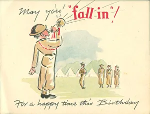 Bugle Prints: WW2 Birthday Card, Fall In!