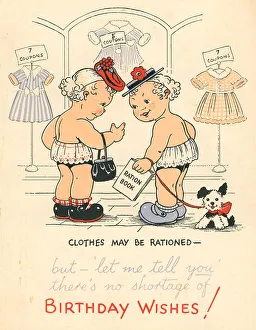 Wishes Prints: WW2 Birthday Card, Rationed Clothes