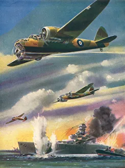 Blenheim Prints: WW2 - Blenheim Bombers Attacking Warship