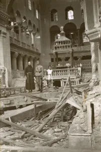 Basilica Prints: WW2 - Bomb-damaged Basilica of St Lawrence Outside the Walls