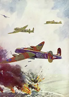 WW2 British R.A.F. Lancaster Bomber Aircraft in action