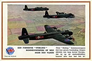 WW2 - British RAF Sterling Bomber Squadron in formation