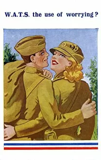 WW2 - British Serviceman arm-in-arm with his ATS Girl