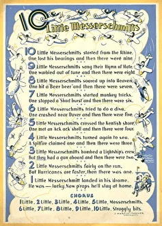 Lyrics Prints: WW2 Christmas Card, 10 Little Messerschmitts