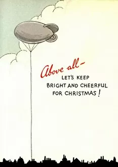 WW2 Christmas card, barrage balloon