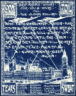 Searchlights Prints: WW2 Christmas card, blueprint style