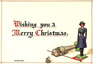 Correspondence Prints: WW2 Christmas card, female air warden