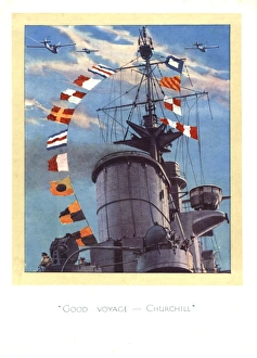 WW2 Christmas card, Good Voyage, Churchill WW2 Christmas card, Good Voyage, Churchill