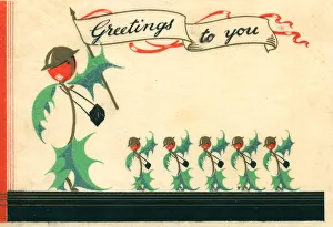 Berries Prints: WW2 Christmas Card, Holly Soldiers
