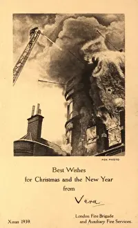 Correspondence Prints: WW2 Christmas card, London Fire Brigade
