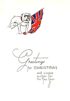 WW2 Christmas card, patriotic bulldog