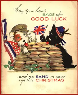 Sandbags Prints: WW2 Christmas card, patriotic dogs