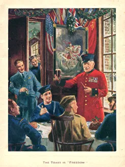 Enjoying Collection: WW2 Christmas Card, The Toast Is Freedom