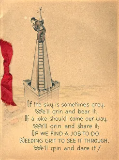 Steeple Prints: WW2 Christmas Card, We'll Grin And Bear It
