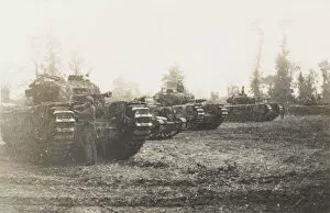 Collected Collection: WW2 - Churchill tanks about to move into the Odon Valley