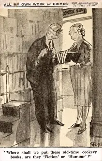 Shortage Prints: WW2 - Comic Postcard - Where to put Cookery Books?