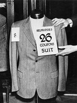Coupons Collection: WW2 - Cost of a Selfridges 3-piece suit in rationing coupons
