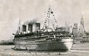 Transatlantic Prints: WW2 - Cunard Liner Queen Mary on War Service, New York, USA