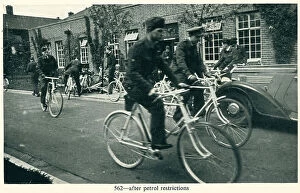 Cyclists Collection: WW2 - Cyclists After Petrol Restrictions