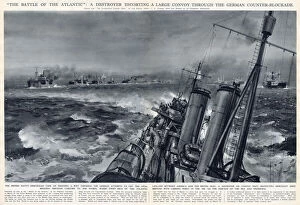 Threat Collection: WW2 - Destroyer escorting large convoy - Atlantic