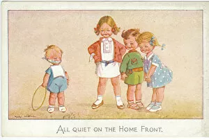 WW2 era - Comic Postcard - All quiet on the Home Front