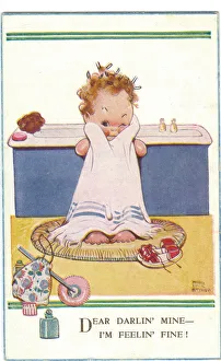 Valentine Prints: WW2 era - Comic Postcard - Dear Darlin Mine