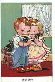 WW2 era - Comic Postcard - Engaged