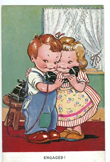 Word Gallery: WW2 era - Comic Postcard - Engaged