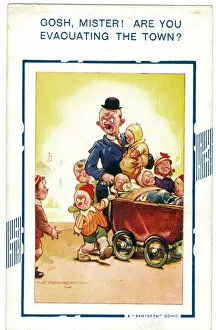 WW2 era - Comic Postcard - Are you evacuating the town