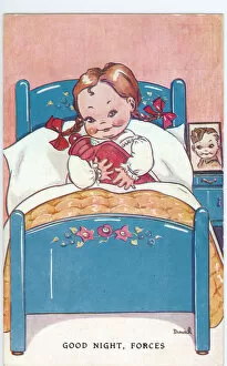 WW2 era - Comic Postcard - Good Night, Forces