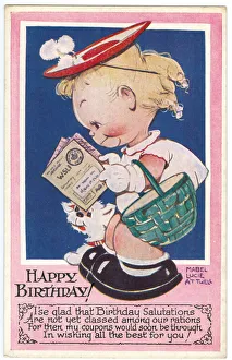 Began Prints: WW2 era - Comic Postcard - Happy Birthday