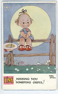 WW2 era - Comic Postcard - I m Missing You Somefing Orful