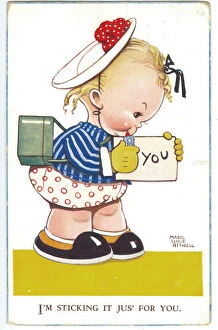 WW2 era - Comic Postcard - I m sticking it jus for you
