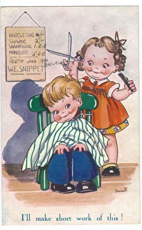 WW2 era - Comic Postcard - I'll make short work of this