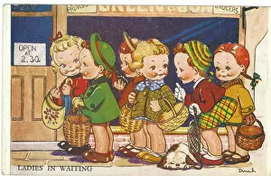 Worm Collection: WW2 era - Comic Postcard - Ladies in Waiting