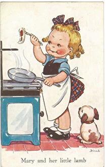 WW2 era - Comic Postcard - Mary and her Little Lamb