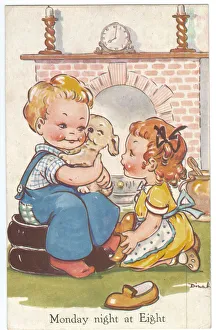 Removing Gallery: WW2 era - Comic Postcard - Monday Night at Eight