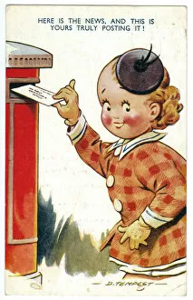 WW2 era - Comic Postcard - Here is the News