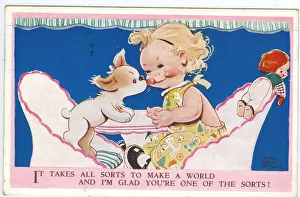 Month Collection: WW2 era - Comic Postcard - Takes all sorts to make a world