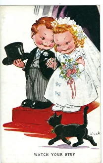 Meant Prints: WW2 era - Comic Postcard - Watch your step