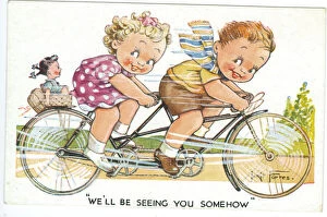 WW2 era - Comic Postcard - We'll be seeing you somehow