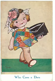 WW2 era - Comic Postcard - Who Cares a Darn