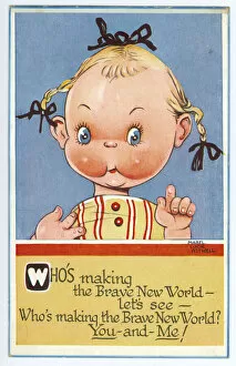 WW2 era - Comic Postcard - Who's making the Brave New World