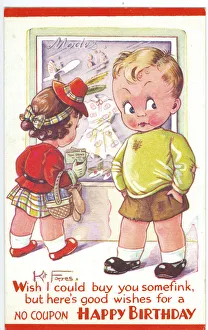 Coupon Collection: WW2 era - Comic Postcard - Wish I could buy you somefink