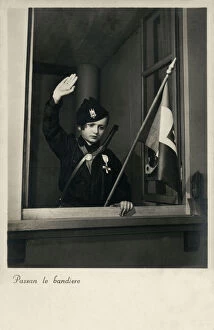Saluting Collection: WW2 - Fascist Italian Propaganda - Young Patriot saluting